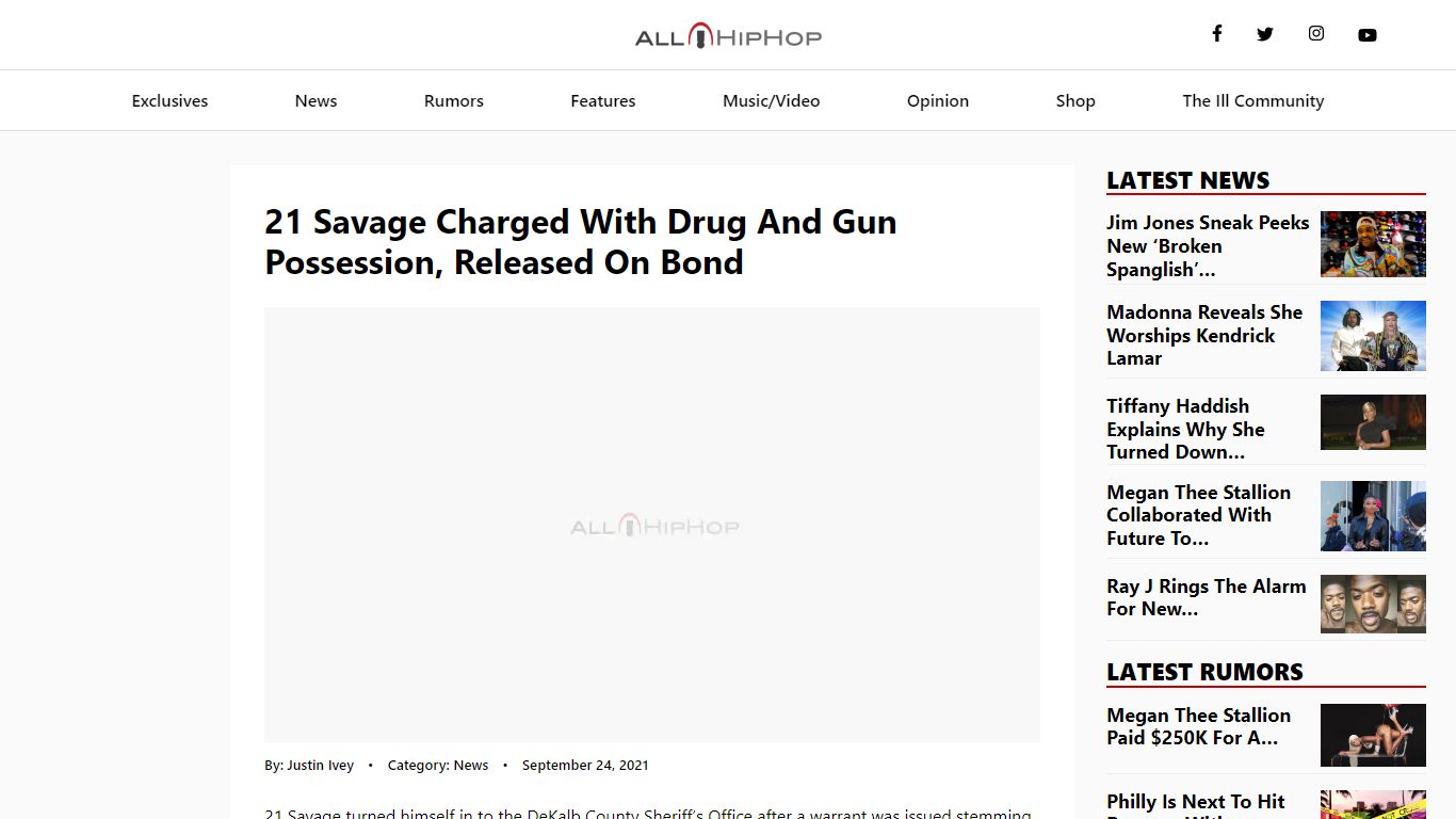 21 Savage Charged With Drug And Gun Possession, Released ...